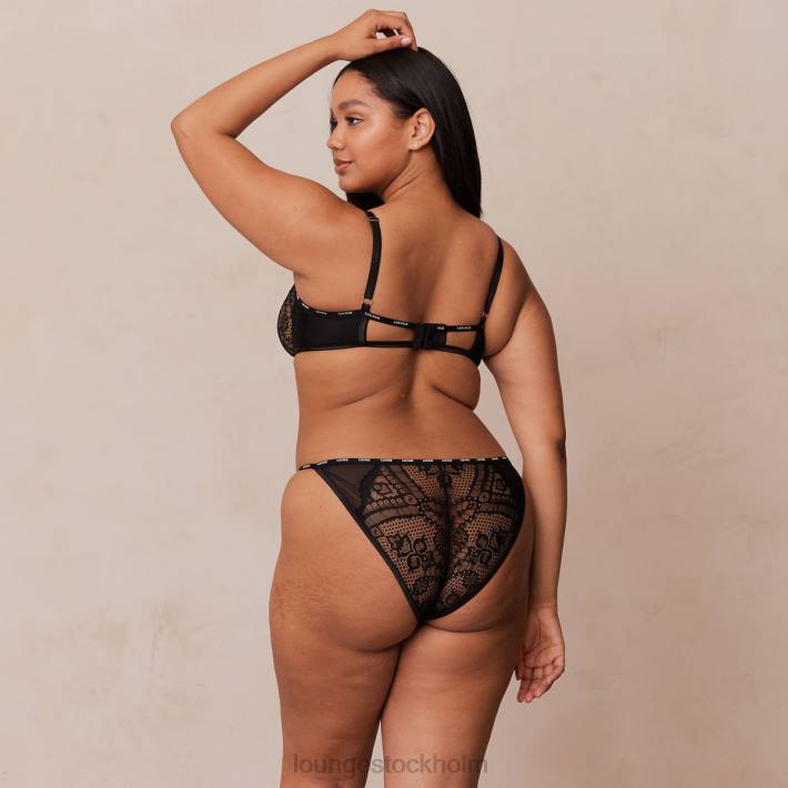 Lounge kvinnor svart underkläder FP6J16 charmad balkong-bh & stringtrosa/trosa set