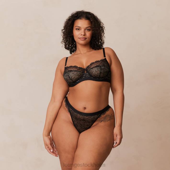 Lounge kvinnor svart underkläder FP6J22 desire balkong bh & string/trosa set