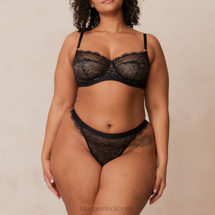Lounge kvinnor svart underkläder FP6J22 desire balkong bh & string/trosa set