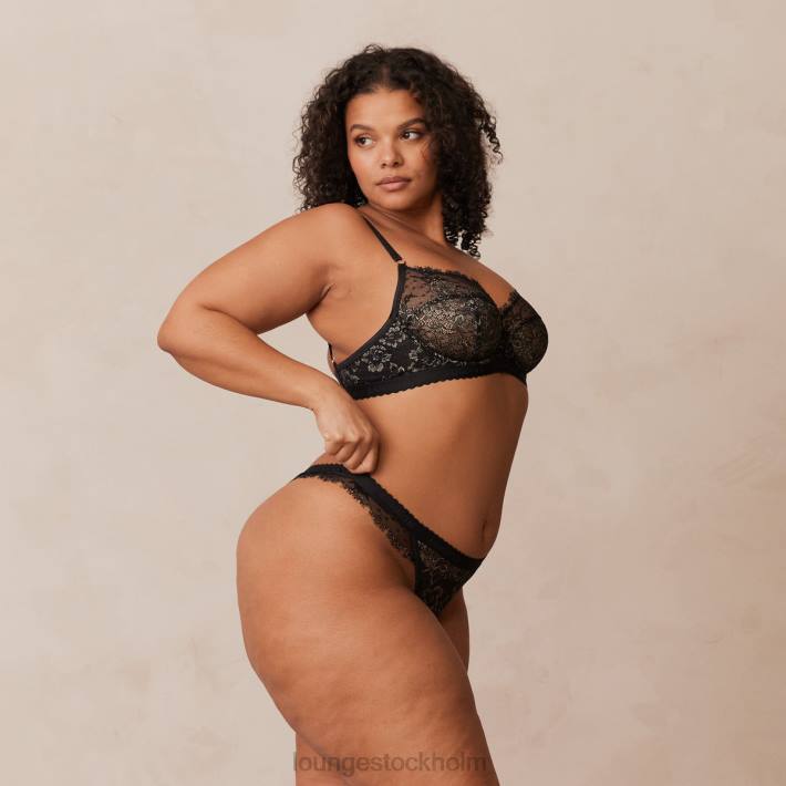 Lounge kvinnor svart underkläder FP6J22 desire balkong bh & string/trosa set