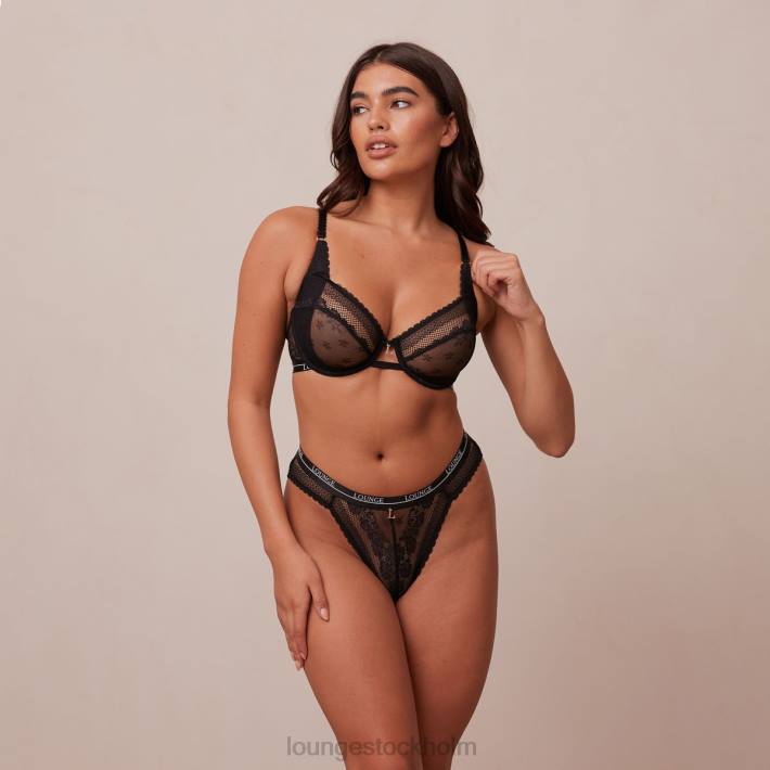 Lounge kvinnor svart underkläder FP6J24 liberty balkong bh & stringtrosa/trosa set