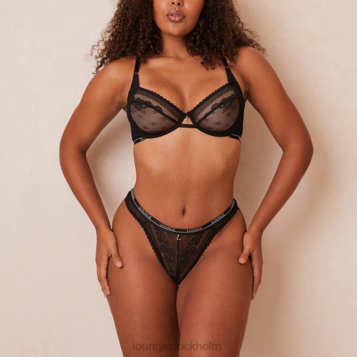 Lounge kvinnor svart underkläder FP6J24 liberty balkong bh & stringtrosa/trosa set