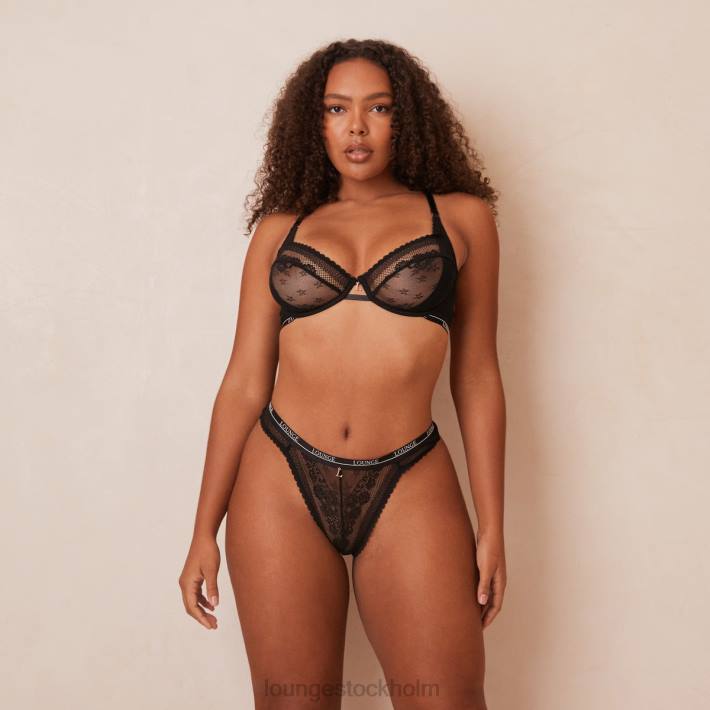Lounge kvinnor svart underkläder FP6J24 liberty balkong bh & stringtrosa/trosa set