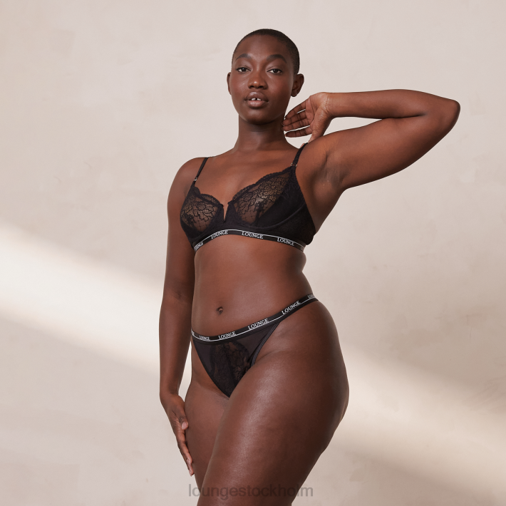 Lounge kvinnor svart underkläder FP6J35 royal balkong bh & string set