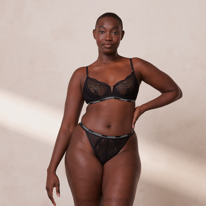 Lounge kvinnor svart underkläder FP6J35 royal balkong bh & string set