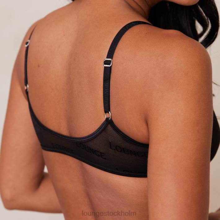 Lounge kvinnor svart underkläder FP6J36 djärv mesh bh & stringtrosa/kalsonger set