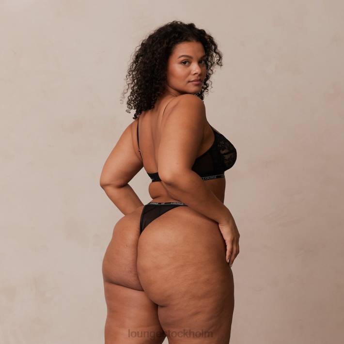 Lounge kvinnor svart underkläder FP6J3 blossom balkong bh & string set