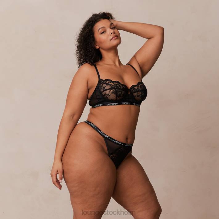 Lounge kvinnor svart underkläder FP6J3 blossom balkong bh & string set