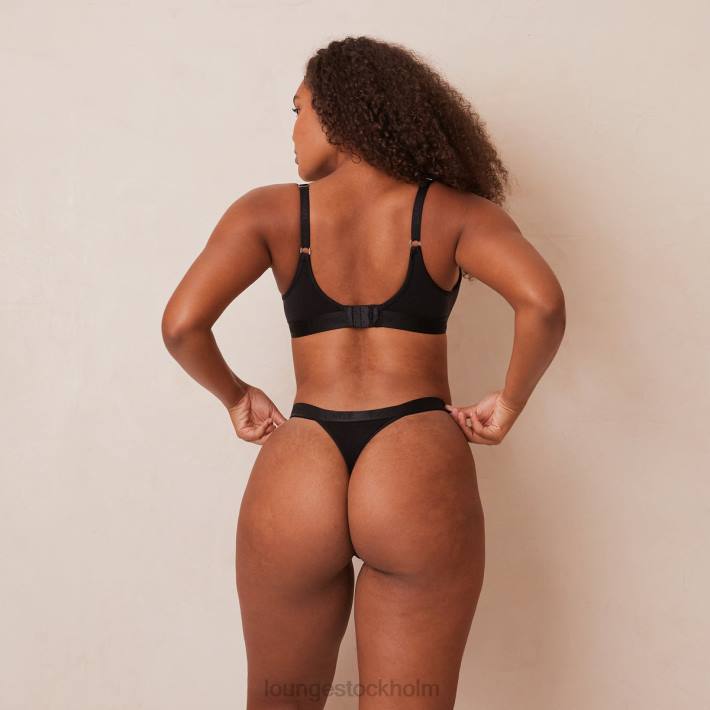 Lounge kvinnor svart underkläder FP6J43 snygg mindful bh & stringtrosa/trosa