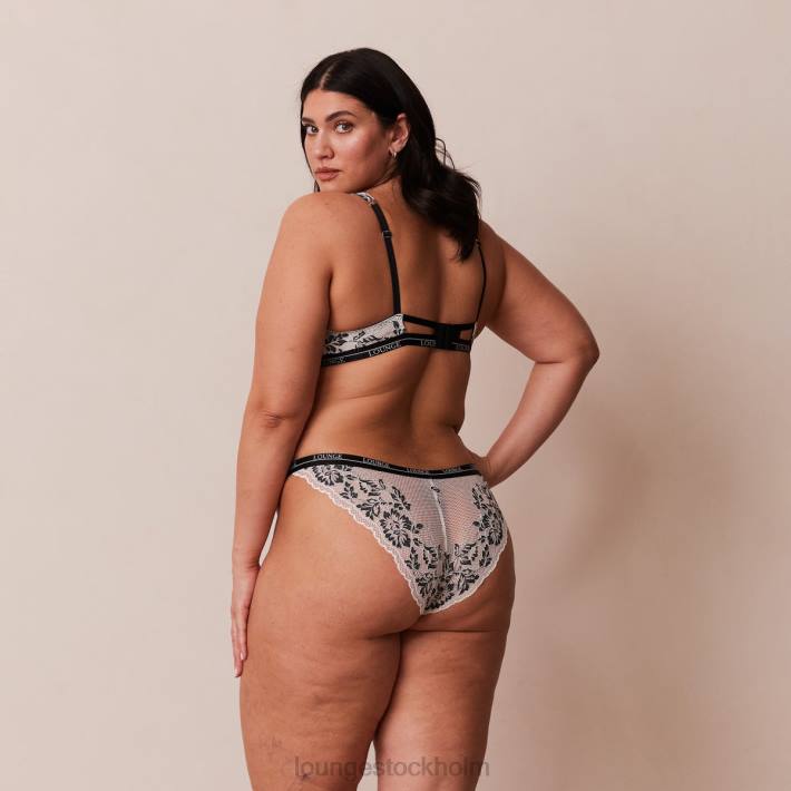 Lounge kvinnor svart underkläder FP6J4 lyxig balkong-bh och stringtrosa/trosa