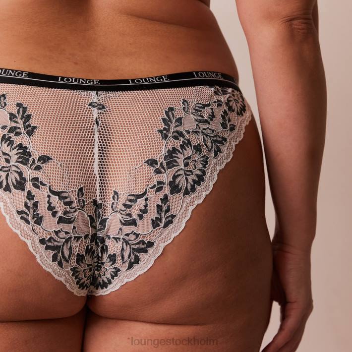 Lounge kvinnor svart underkläder FP6J4 lyxig balkong-bh och stringtrosa/trosa