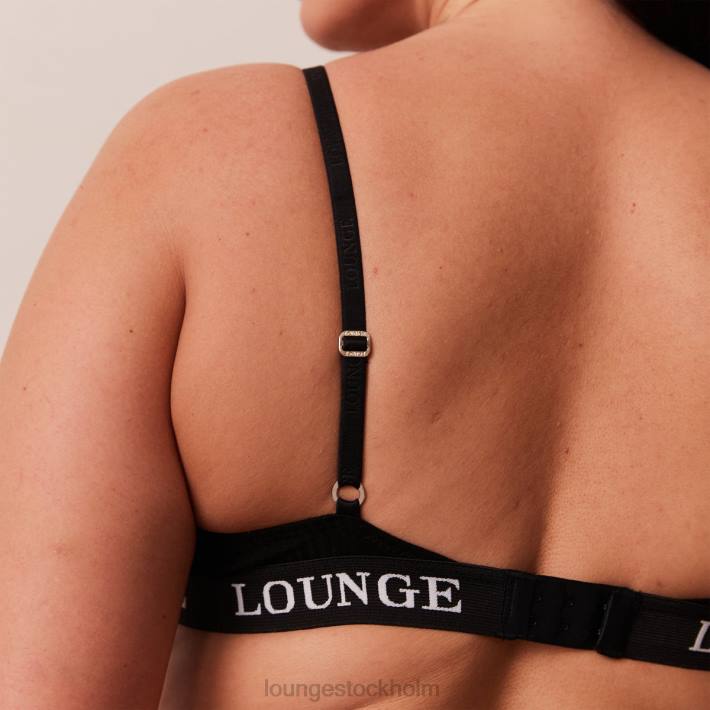 Lounge kvinnor svart underkläder FP6J64 ultrakomfortabel ribbad t-shirt BH & string set