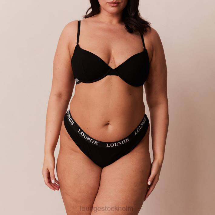 Lounge kvinnor svart underkläder FP6J64 ultrakomfortabel ribbad t-shirt BH & string set