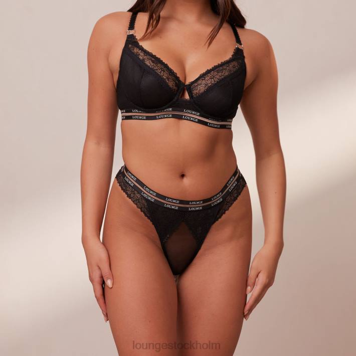 Lounge kvinnor svart underkläder FP6J69 vogue balkong-bh & stringtrosa/trosa set