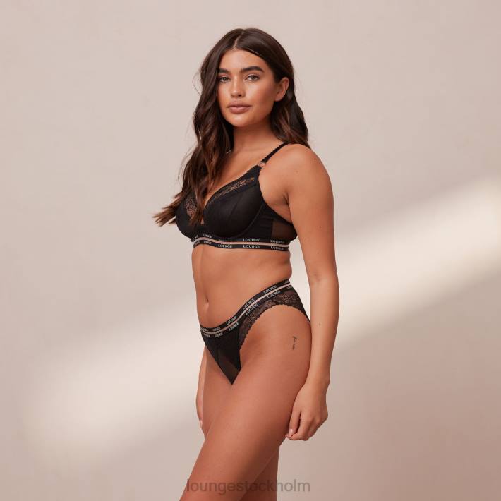Lounge kvinnor svart underkläder FP6J69 vogue balkong-bh & stringtrosa/trosa set