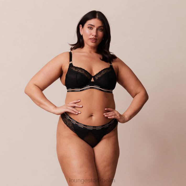 Lounge kvinnor svart underkläder FP6J69 vogue balkong-bh & stringtrosa/trosa set