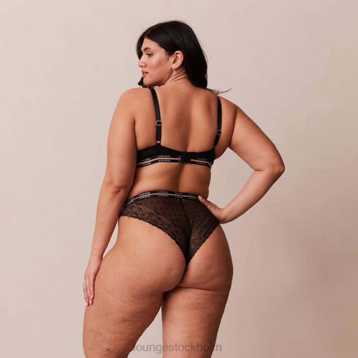 Lounge kvinnor svart underkläder FP6J69 vogue balkong-bh & stringtrosa/trosa set