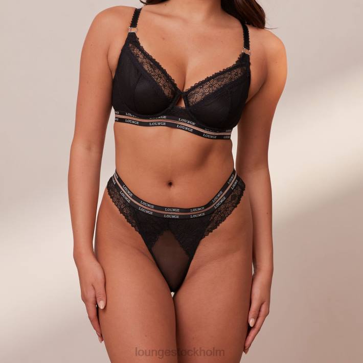 Lounge kvinnor svart underkläder FP6J69 vogue balkong-bh & stringtrosa/trosa set