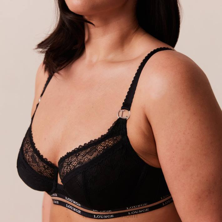 Lounge kvinnor svart underkläder FP6J69 vogue balkong-bh & stringtrosa/trosa set