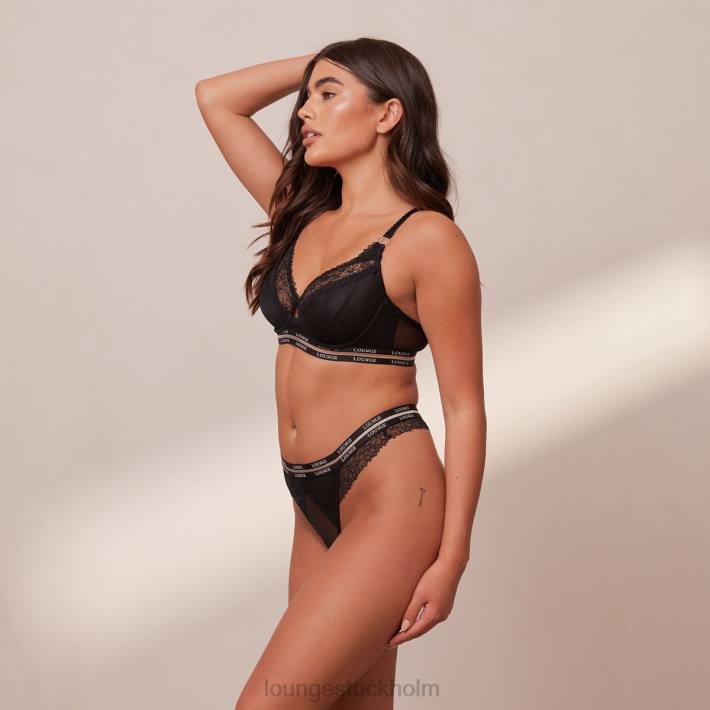 Lounge kvinnor svart underkläder FP6J69 vogue balkong-bh & stringtrosa/trosa set