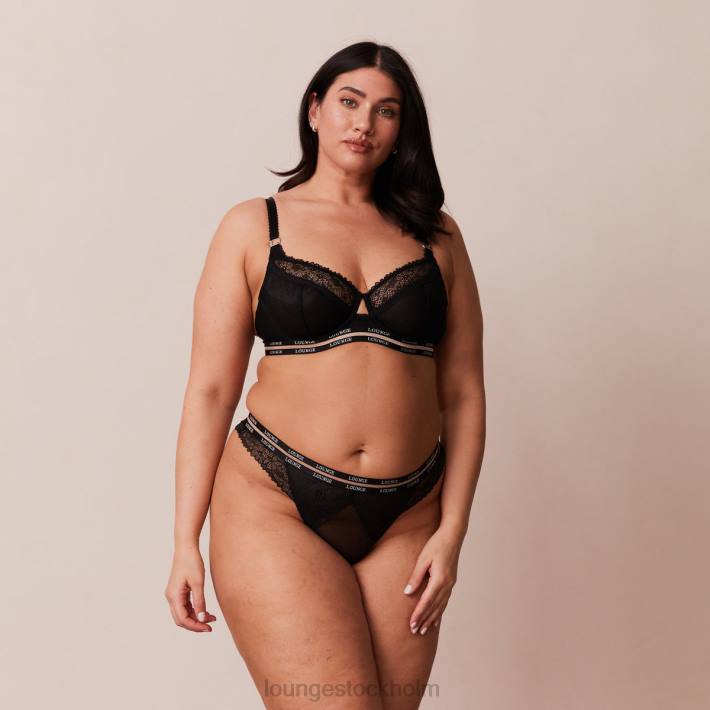 Lounge kvinnor svart underkläder FP6J69 vogue balkong-bh & stringtrosa/trosa set