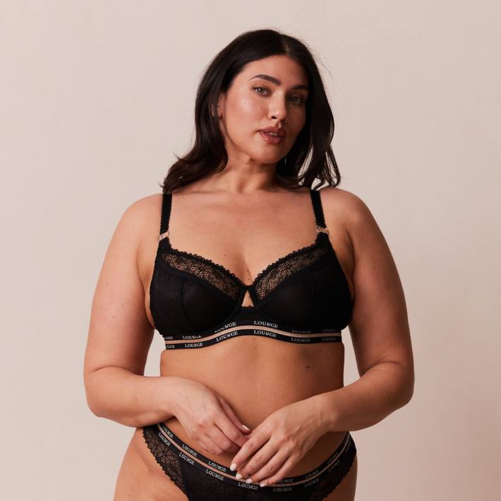 Lounge kvinnor svart underkläder FP6J69 vogue balkong-bh & stringtrosa/trosa set