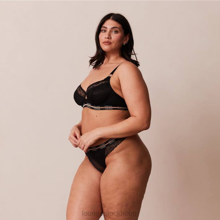 Lounge kvinnor svart underkläder FP6J69 vogue balkong-bh & stringtrosa/trosa set