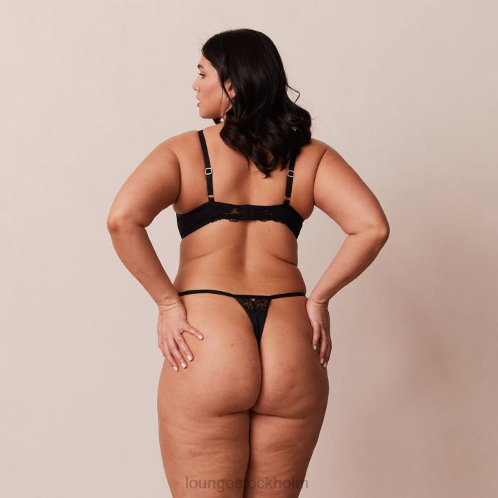 Lounge kvinnor svart underkläder FP6J70 anti-gravitation push-up bh & stringtrosor/kalsonger set