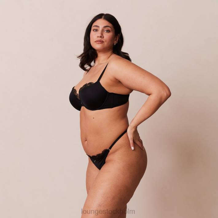 Lounge kvinnor svart underkläder FP6J70 anti-gravitation push-up bh & stringtrosor/kalsonger set