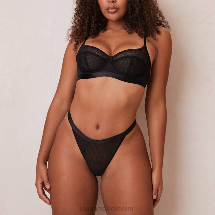 Lounge kvinnor svart underkläder FP6J88 chic balkong-bh & string-set