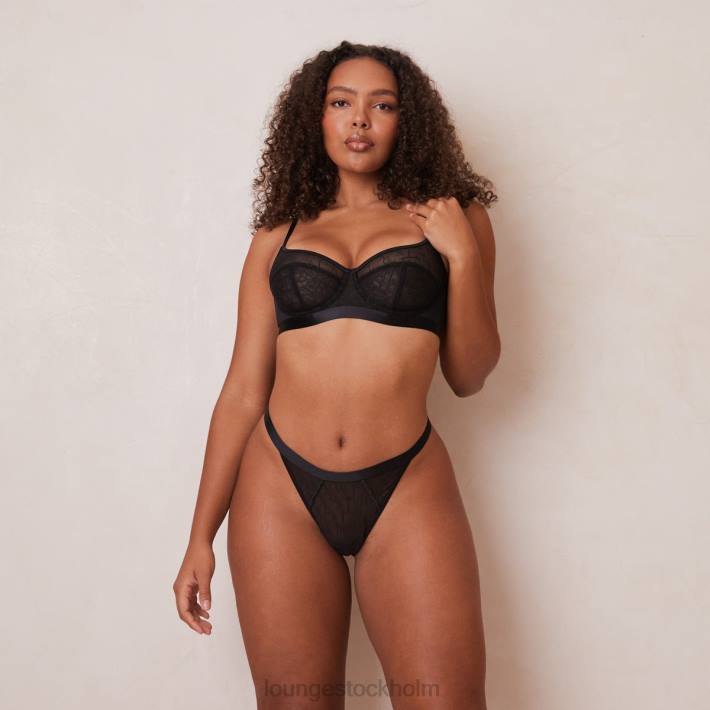 Lounge kvinnor svart underkläder FP6J88 chic balkong-bh & string-set