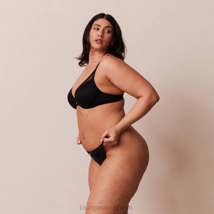 Lounge kvinnor svart underkläder FP6J91 klassisk t-shirt-bh & stringtrosa/trosa set