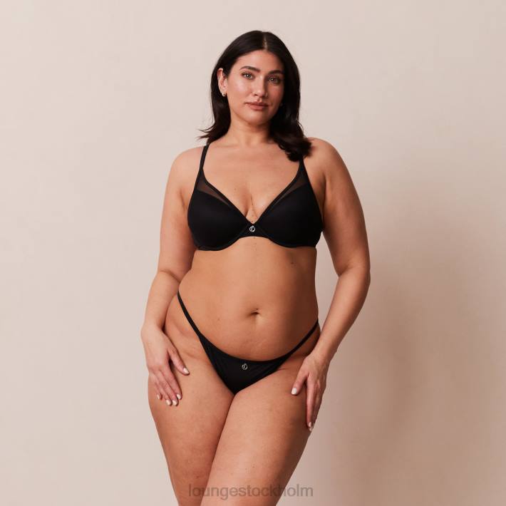 Lounge kvinnor svart underkläder FP6J91 klassisk t-shirt-bh & stringtrosa/trosa set