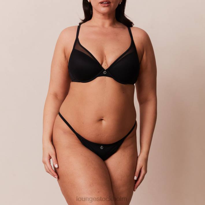 Lounge kvinnor svart underkläder FP6J91 klassisk t-shirt-bh & stringtrosa/trosa set