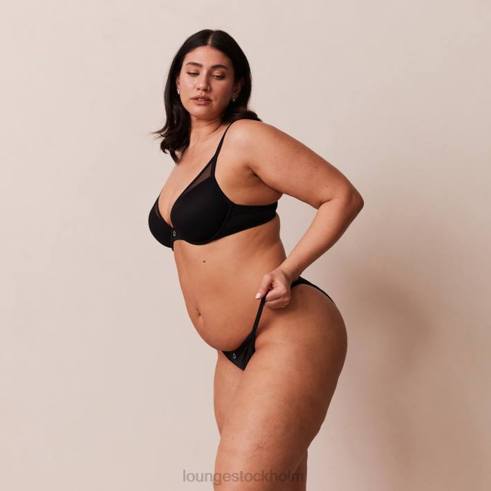 Lounge kvinnor svart underkläder FP6J91 klassisk t-shirt-bh & stringtrosa/trosa set