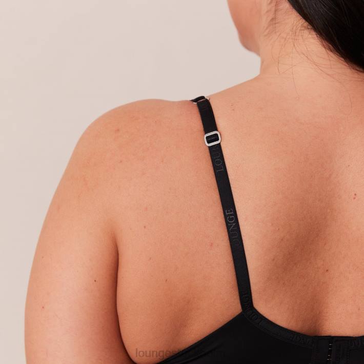 Lounge kvinnor svart underkläder FP6J91 klassisk t-shirt-bh & stringtrosa/trosa set