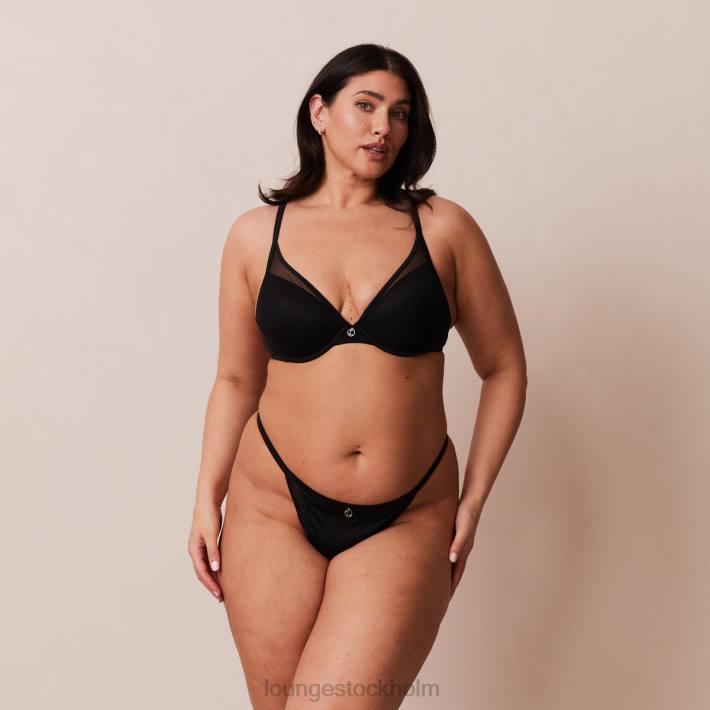 Lounge kvinnor svart underkläder FP6J91 klassisk t-shirt-bh & stringtrosa/trosa set