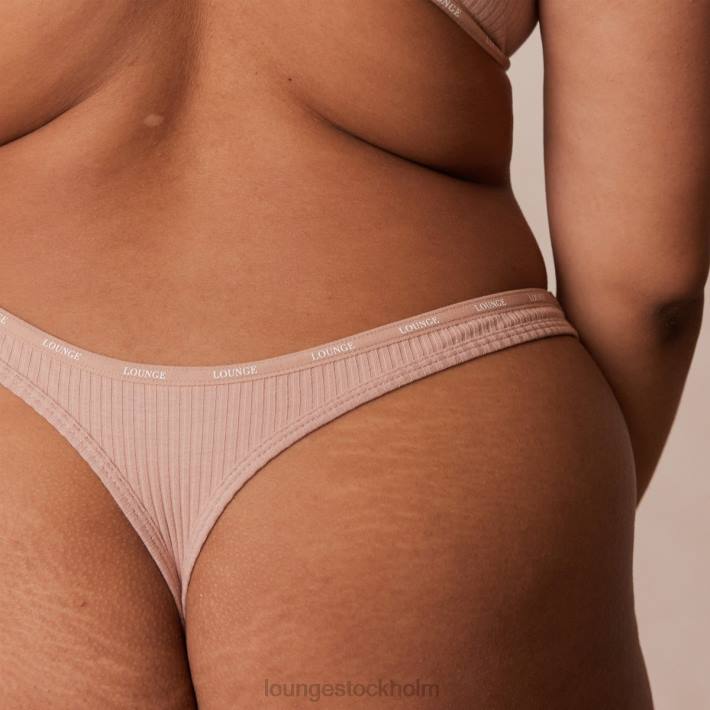 Lounge kvinnor taupe underkläder FP6J34 så mjuk ribbad t-shirt bh & string-set