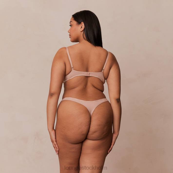 Lounge kvinnor taupe underkläder FP6J34 så mjuk ribbad t-shirt bh & string-set