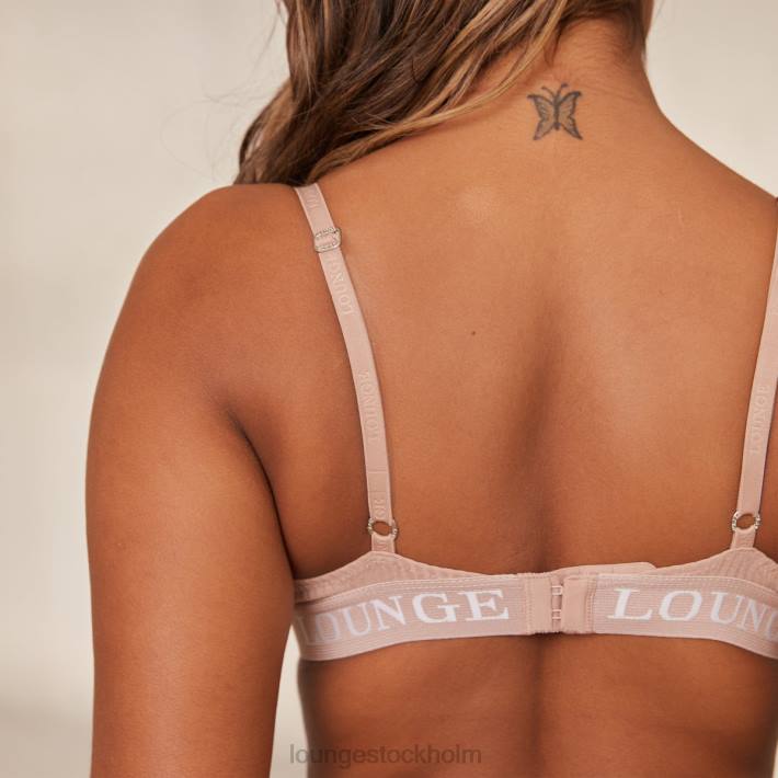 Lounge kvinnor taupe underkläder FP6J77 ultrakomfortabel ribbad t-shirt BH & string set