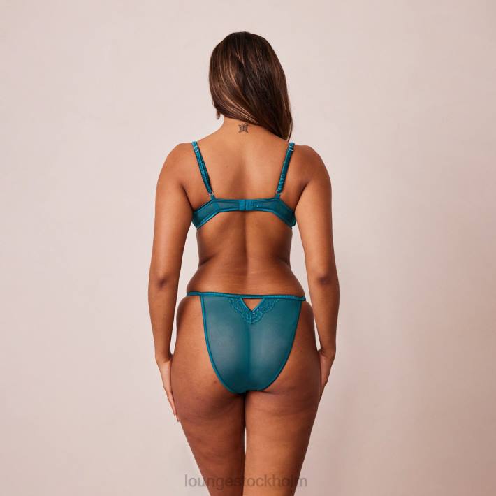 Lounge kvinnor turkos underkläder FP6J147 quiltad spets balkong bh & g-string/trosa set