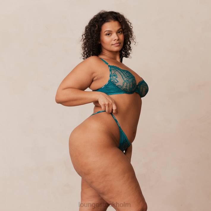 Lounge kvinnor turkos underkläder FP6J7 charmad balkong-bh & stringtrosa/trosa set