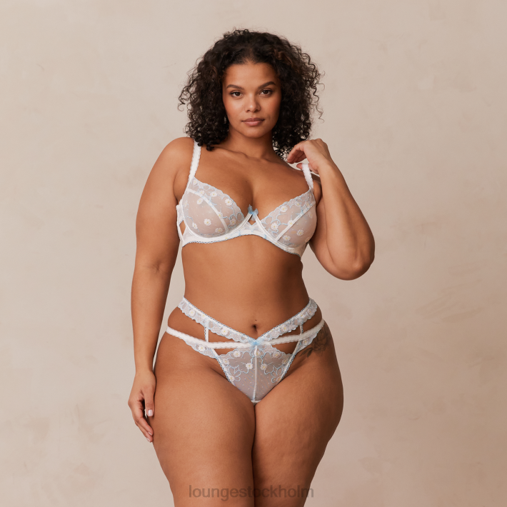 Lounge kvinnor vit blå underkläder FP6J76 fleur balkong bh & g-string set