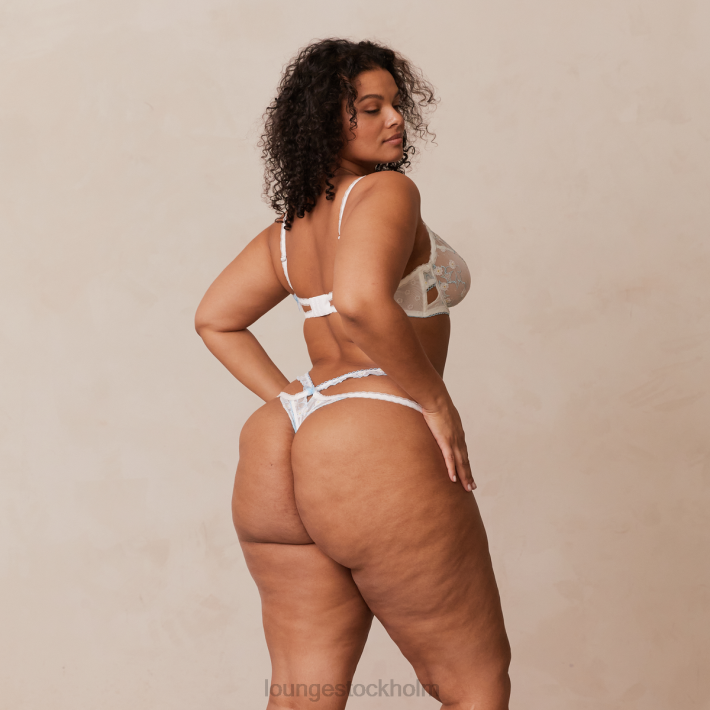 Lounge kvinnor vit blå underkläder FP6J76 fleur balkong bh & g-string set