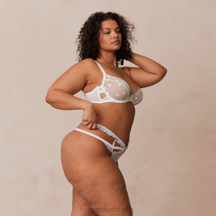 Lounge kvinnor vit blå underkläder FP6J76 fleur balkong bh & g-string set
