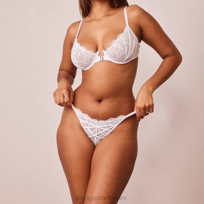 Lounge kvinnor vit underkläder FP6J107 seduce front fastsättning balkong bh & string / trosor set
