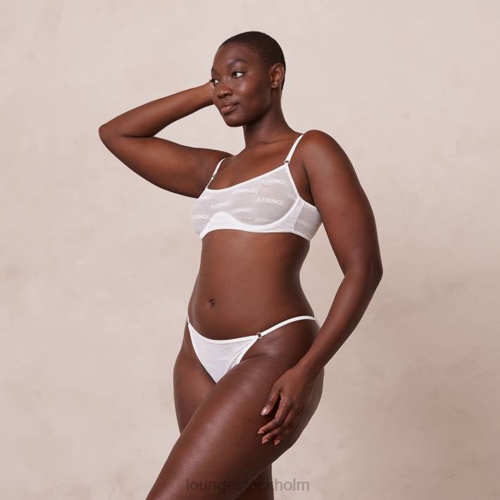 Lounge kvinnor vit underkläder FP6J41 djärv mesh bh & stringtrosa/kalsonger set