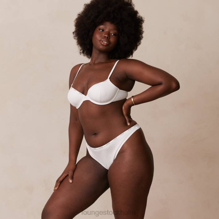 Lounge kvinnor vit underkläder FP6J60 så mjuk ribbad t-shirt bh & string-set