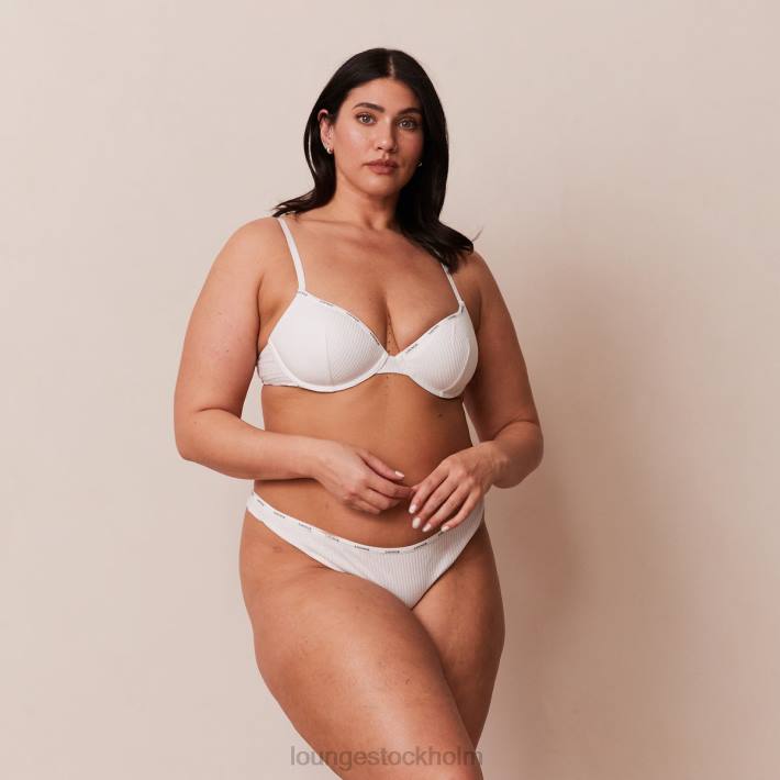 Lounge kvinnor vit underkläder FP6J60 så mjuk ribbad t-shirt bh & string-set