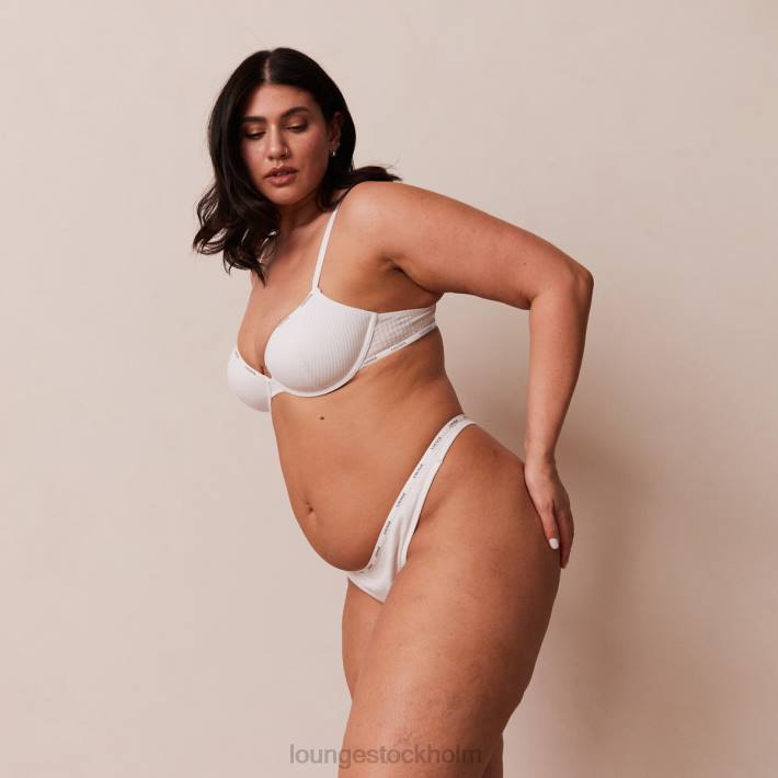 Lounge kvinnor vit underkläder FP6J60 så mjuk ribbad t-shirt bh & string-set